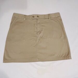 Lands' End Womens' 14 Tan Solid Cotton Skort Pockets Skirt/Shorts Front Zipper
